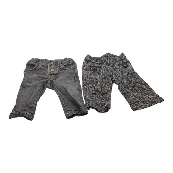 Lot Of 2 DKNY Baby Girl Pants & Jeans 3-6M Adjustable Waist Herringbone & Denim - Picture 11 of 16